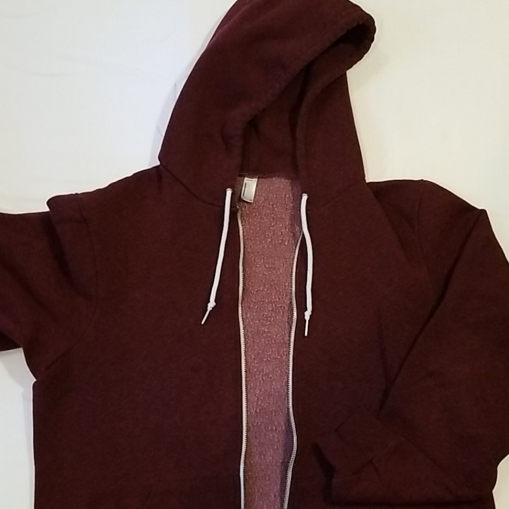 American apparel maroon fleece hoodie